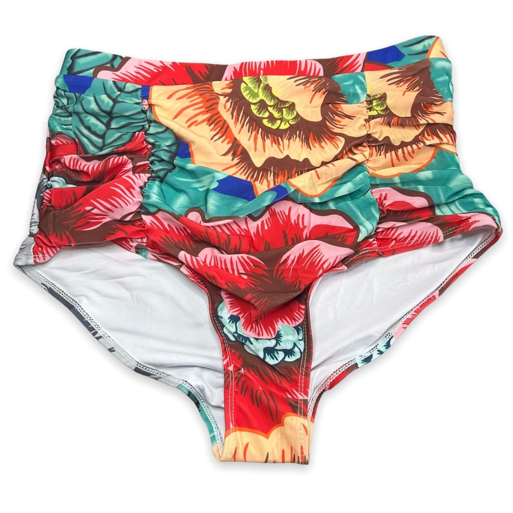 NEW Avid Love Tropical Floral High Waist Tummy Control Bikini Bottoms Size XL